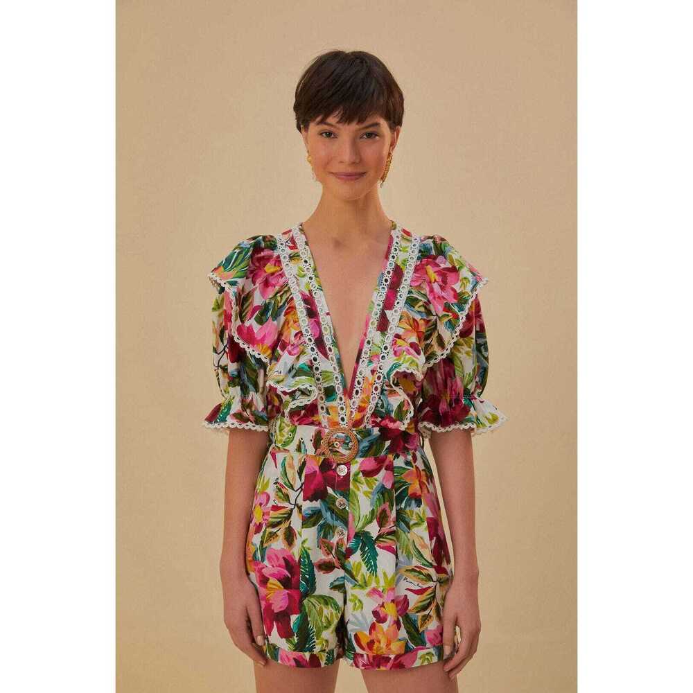 Off-White Painted Flowers Romper